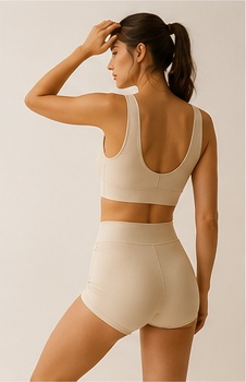 Woman wearing minimalist neutral activewear