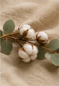 Cotton flowers on neutral fabric